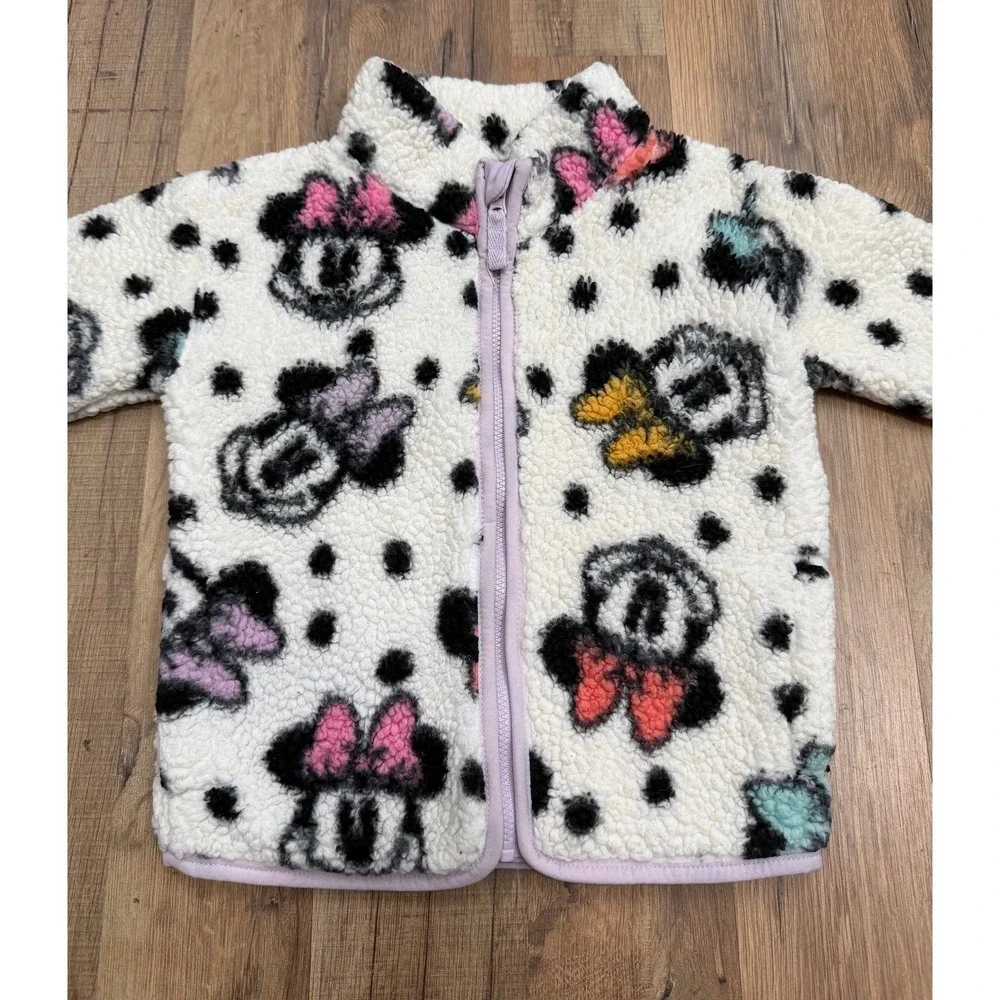 Disney Jumping Beans Minnie Mouse Sherpa Fleece Jacket Girls 3T Full Zip